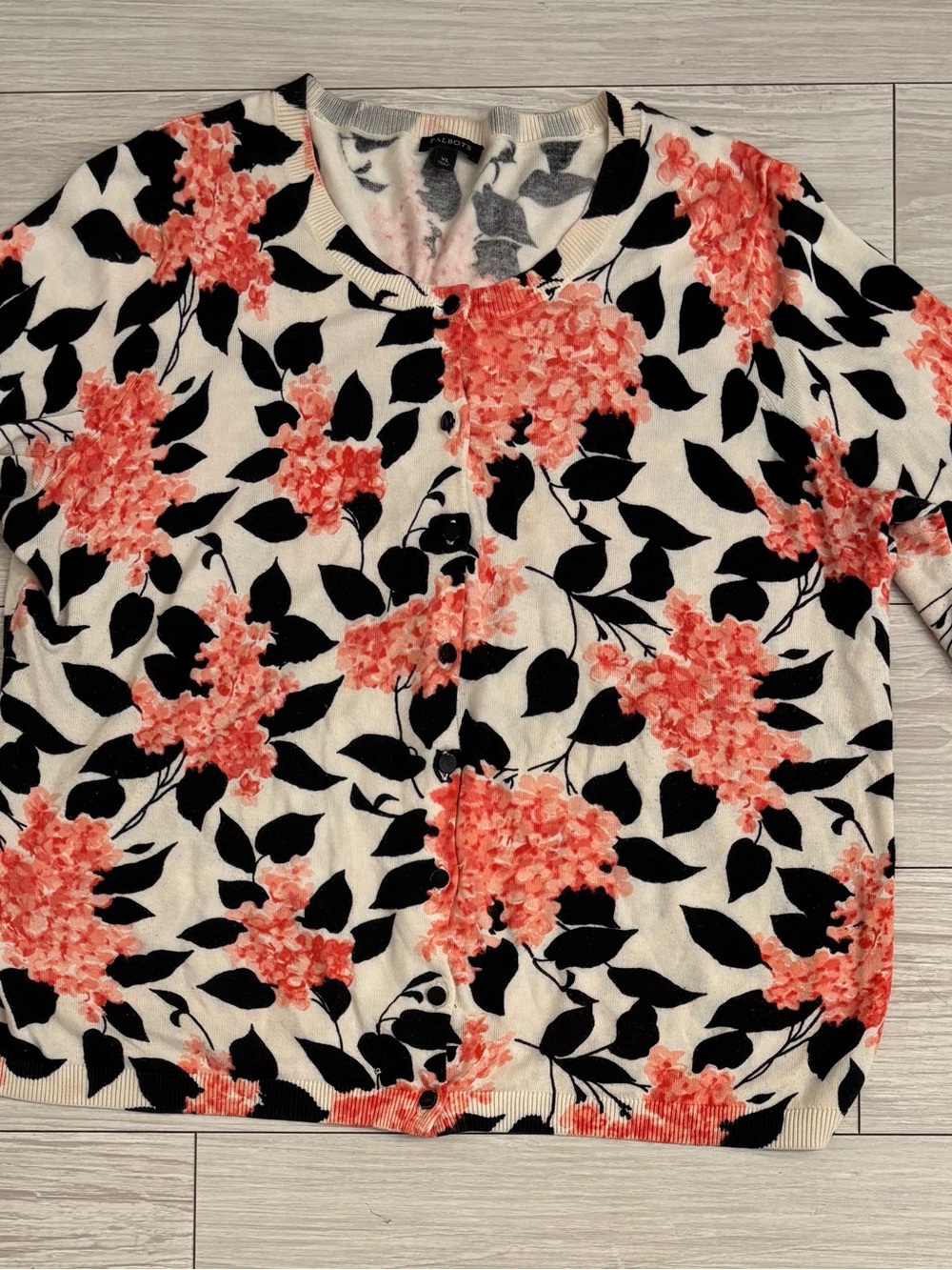 Talbots 3/4 Sleeve Floral Cardigan XL